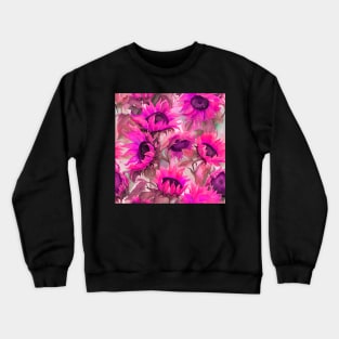 Pink Flowers Sunflowers Floral Art Crewneck Sweatshirt